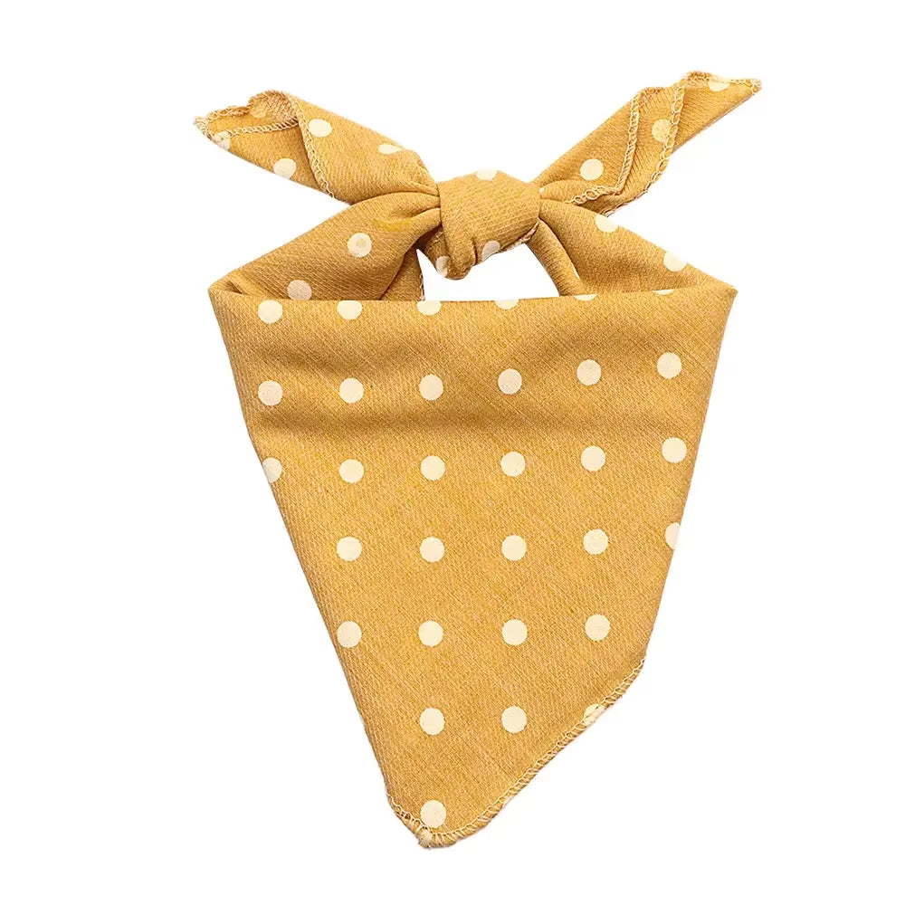 Plaid & Polka Dot Pet Bandana – Soft Cotton Dog Scarf & Bowtie Bib for Dogs and Cats