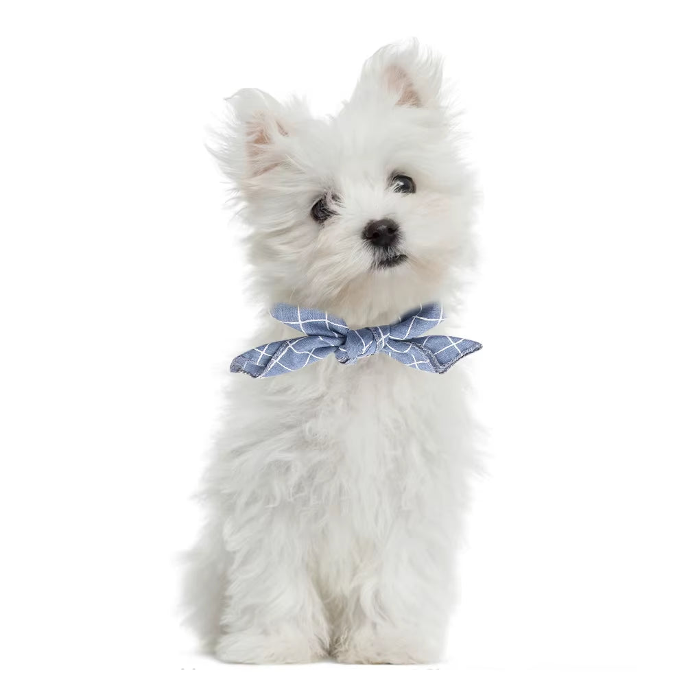 Plaid & Polka Dot Pet Bandana – Soft Cotton Dog Scarf & Bowtie Bib for Dogs and Cats