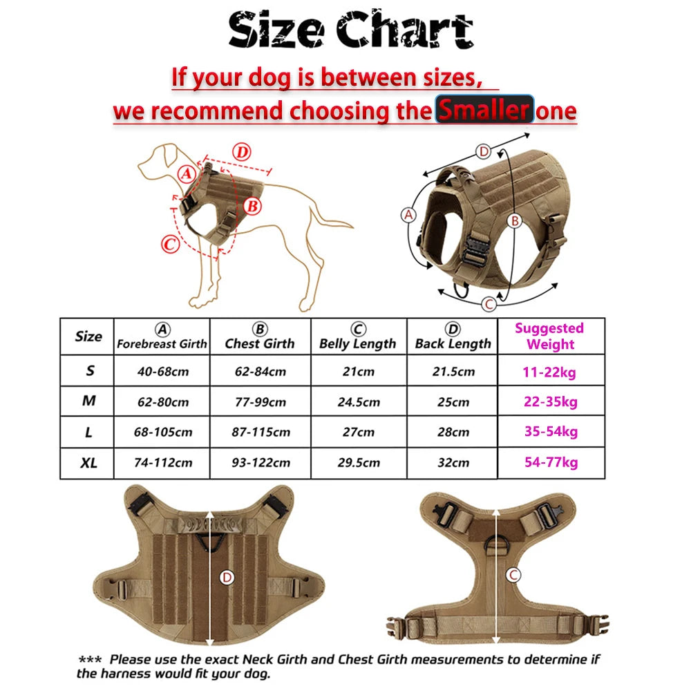 Military Tactical Dog Harness – Heavy Duty Training Vest for Large Dogs