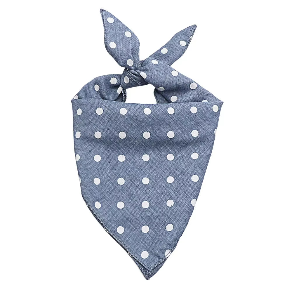 Plaid & Polka Dot Pet Bandana – Soft Cotton Dog Scarf & Bowtie Bib for Dogs and Cats
