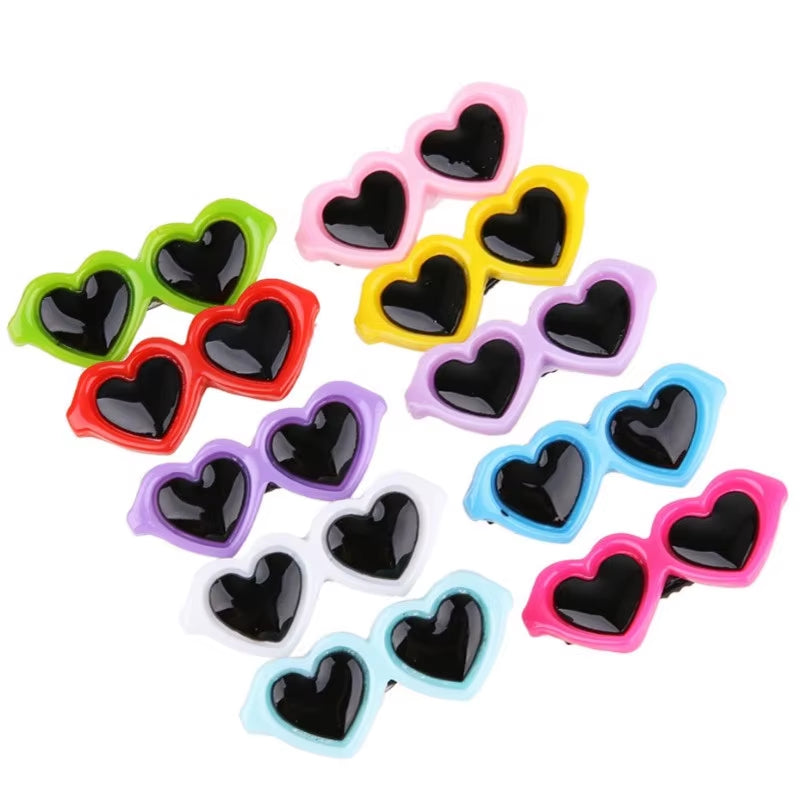 Heart-Shaped Pet Sunglasses Hair Clip – Cute Bow Hair Accessory for Dogs & Cats