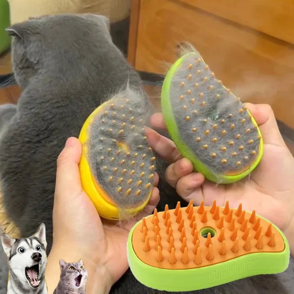 3-in-1 Electric Pet Grooming Tool with Steam Brush and Sprayer for Massage and Shedding Relief