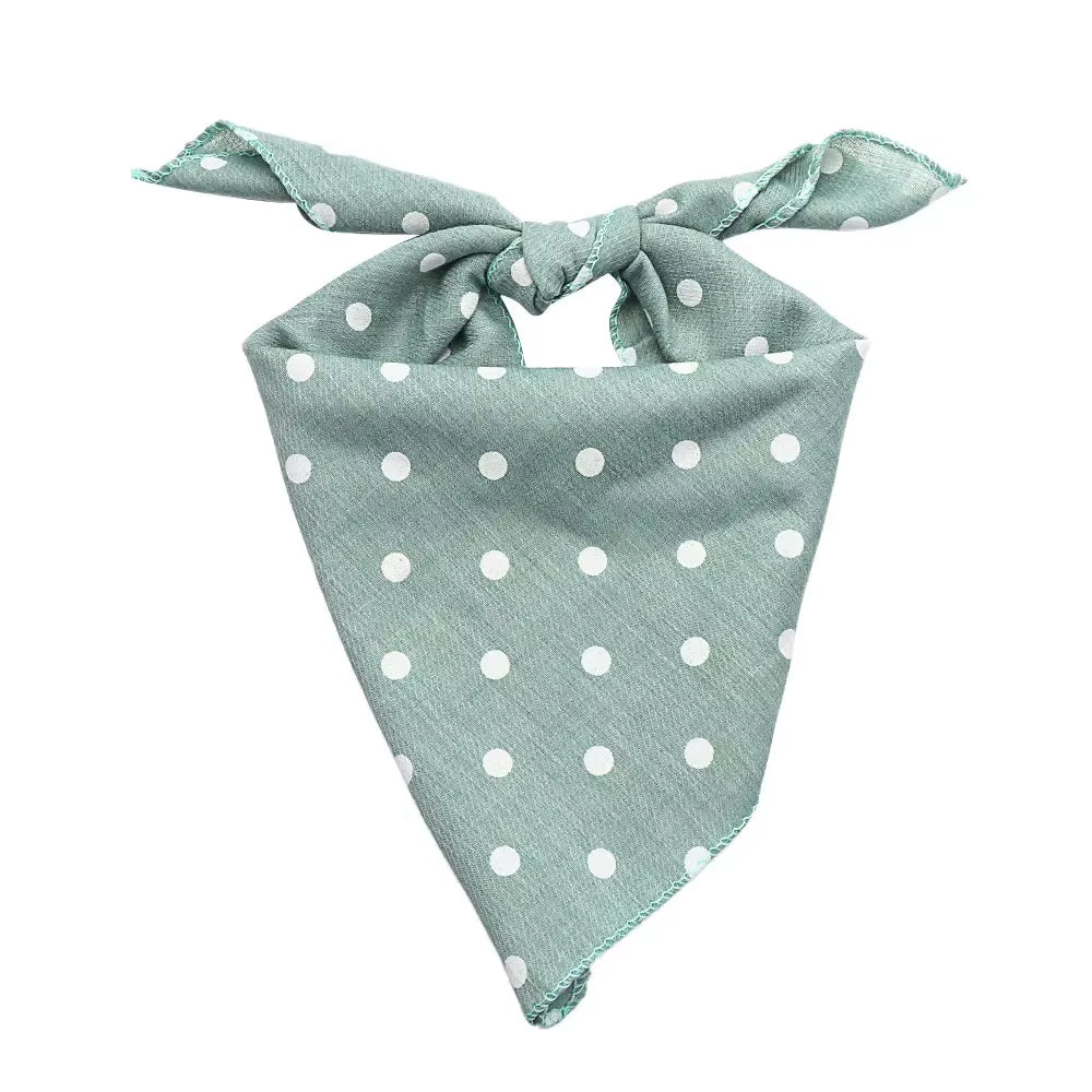 Plaid & Polka Dot Pet Bandana – Soft Cotton Dog Scarf & Bowtie Bib for Dogs and Cats