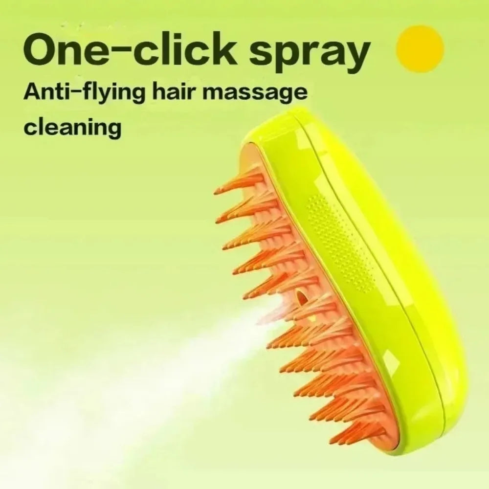 3-in-1 Electric Pet Grooming Tool with Steam Brush and Sprayer for Massage and Shedding Relief