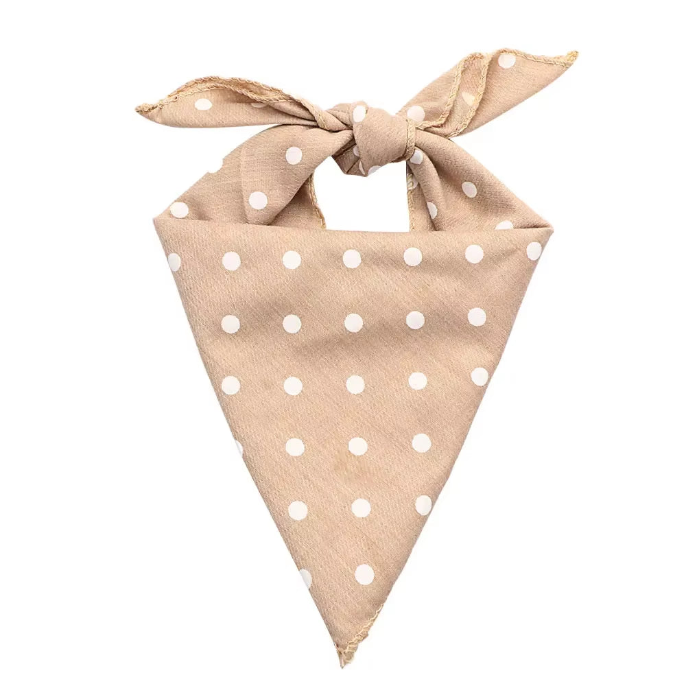 Plaid & Polka Dot Pet Bandana – Soft Cotton Dog Scarf & Bowtie Bib for Dogs and Cats