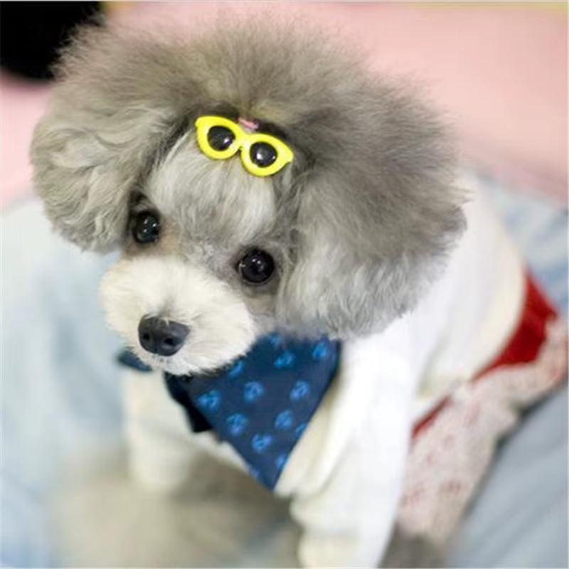 Heart-Shaped Pet Sunglasses Hair Clip – Cute Bow Hair Accessory for Dogs & Cats