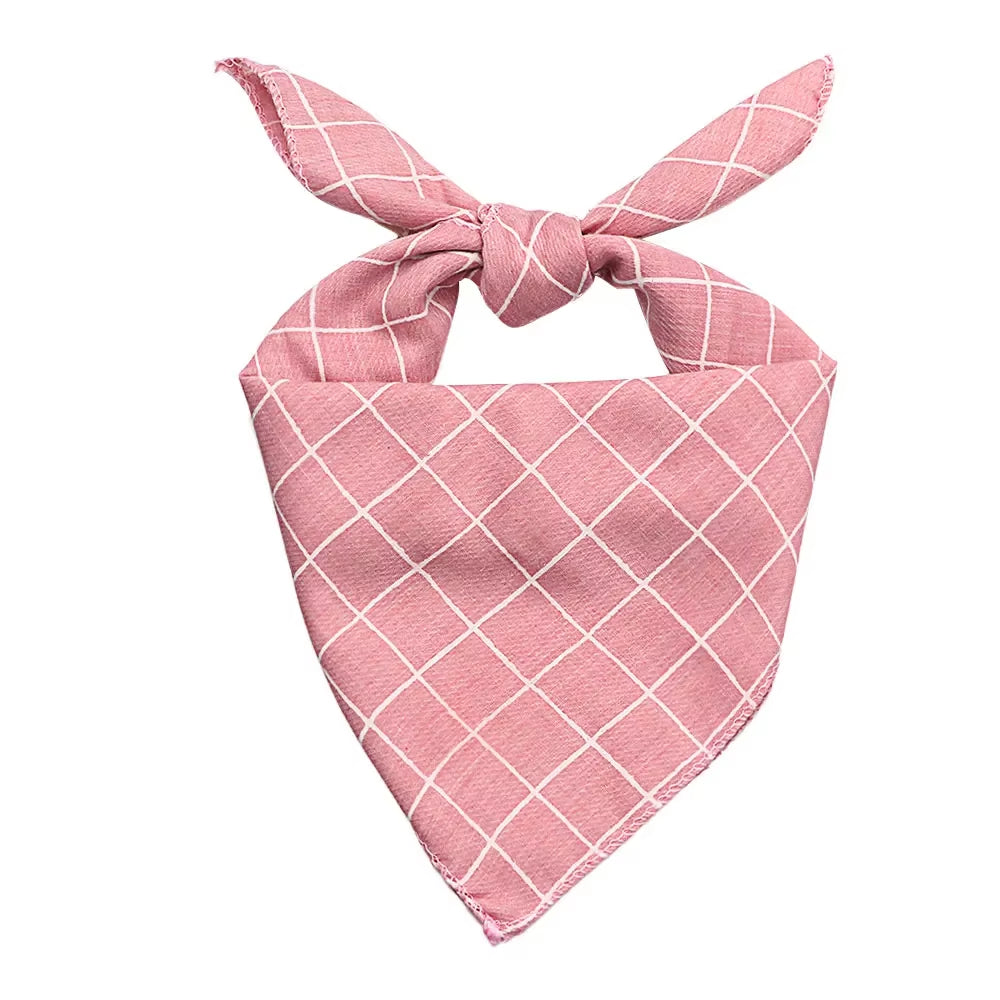 Plaid & Polka Dot Pet Bandana – Soft Cotton Dog Scarf & Bowtie Bib for Dogs and Cats