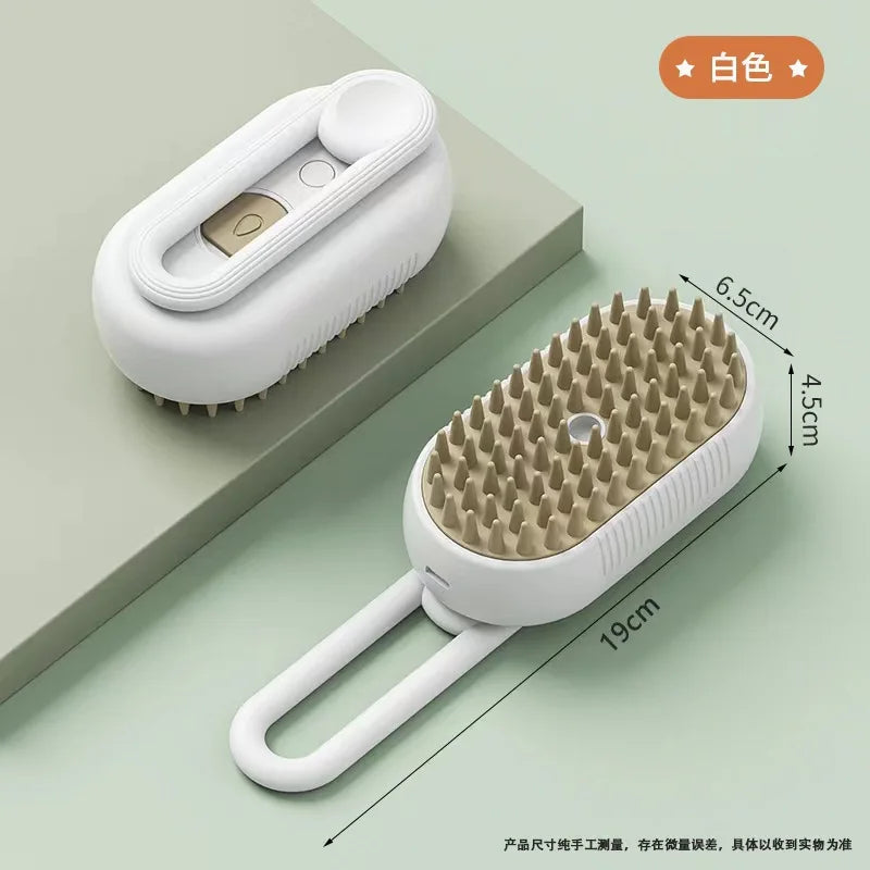 3-in-1 Electric Pet Grooming Tool with Steam Brush and Sprayer for Massage and Shedding Relief