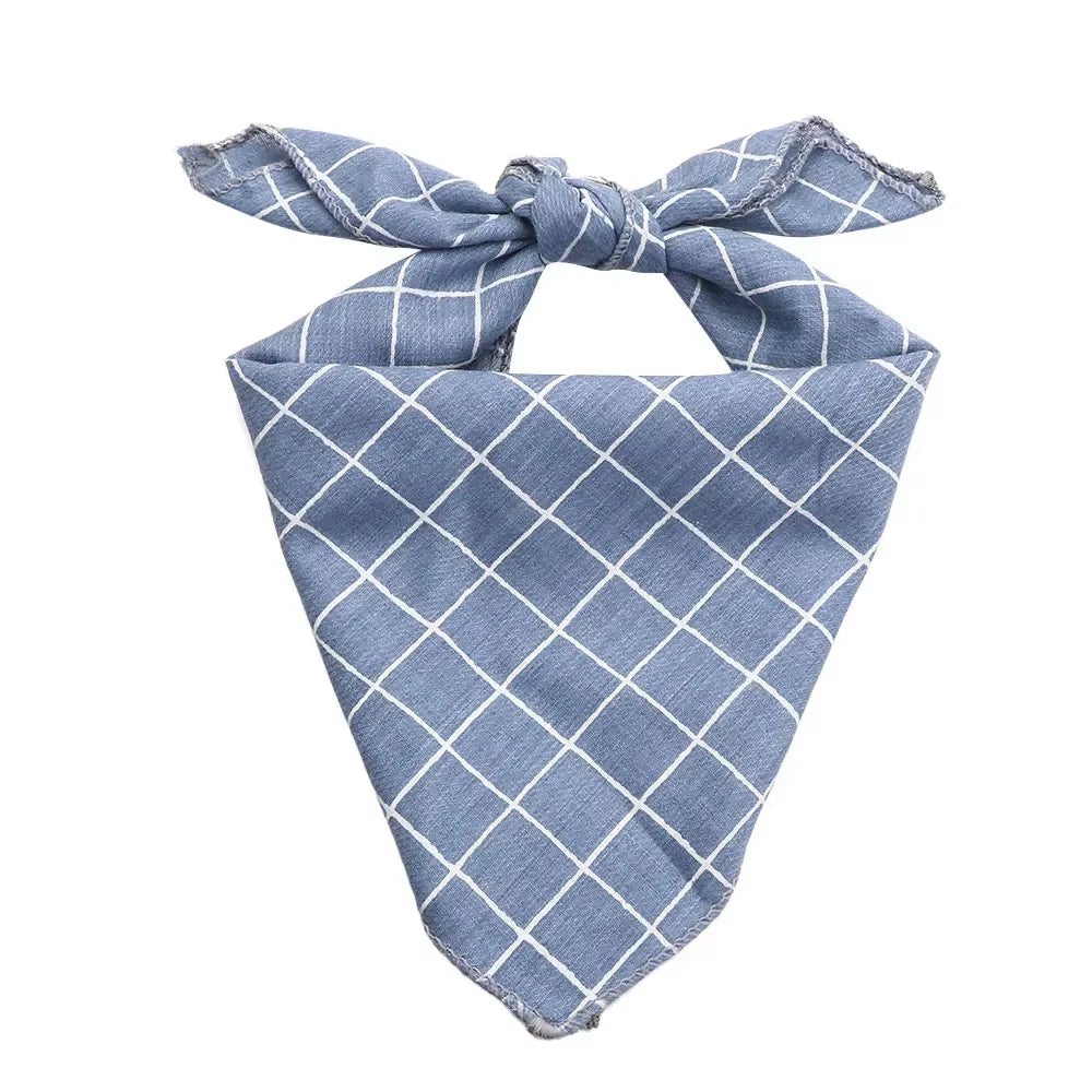 Plaid & Polka Dot Pet Bandana – Soft Cotton Dog Scarf & Bowtie Bib for Dogs and Cats