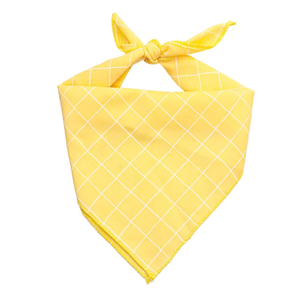 Plaid & Polka Dot Pet Bandana – Soft Cotton Dog Scarf & Bowtie Bib for Dogs and Cats