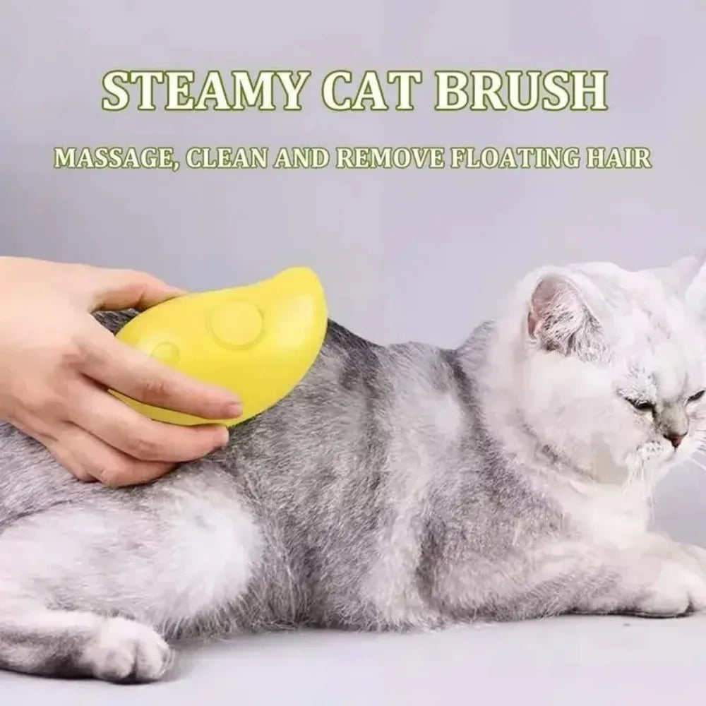 3-in-1 Electric Pet Grooming Tool with Steam Brush and Sprayer for Massage and Shedding Relief