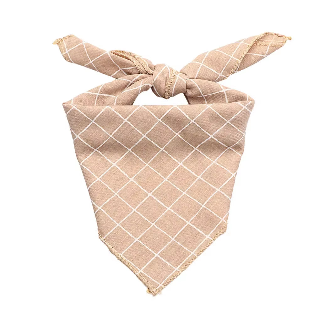 Plaid & Polka Dot Pet Bandana – Soft Cotton Dog Scarf & Bowtie Bib for Dogs and Cats